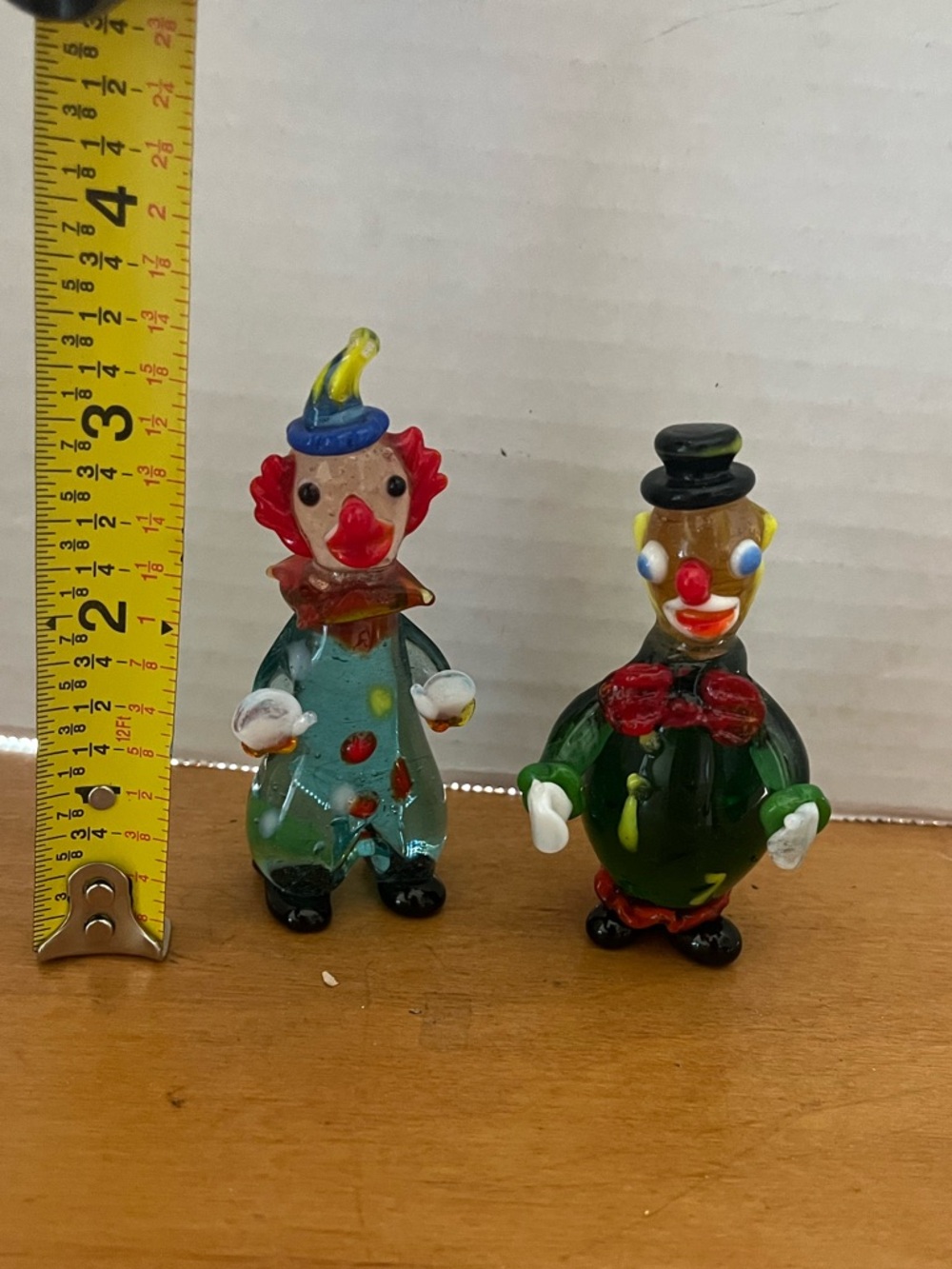 Handmade Murano Glass Clown Figurines - Set of 2